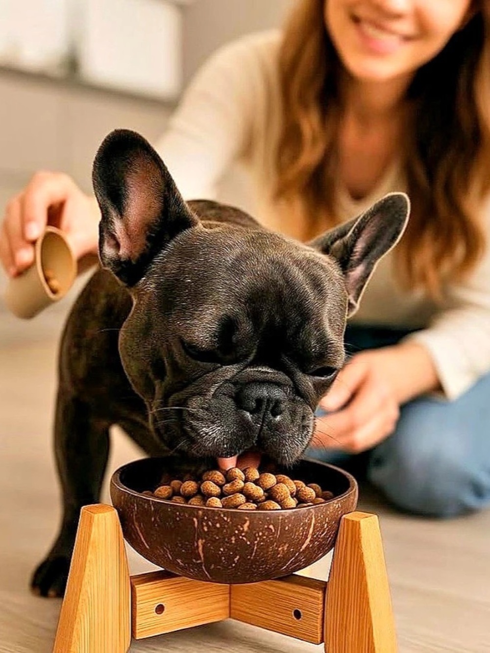 Elevated Coconut Bowl Dog Feeder in Brown, NWT 🥥 🐾